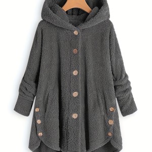 Women's Thermal Button Down Warm Jacket, Casual Outwear For Fall & Winter, Women's Clothing