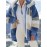 Color Block Hooded Teddy Coat, Casual Zip Up Long Sleeve Winter Warm Outerwear, Women's Clothing