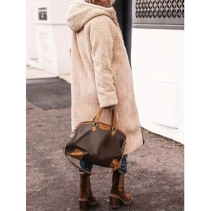 Double Sided Wear Coat, Casual Zip Front Hooded Long Sleeve Winter Warm Outerwear, Women's Clothing