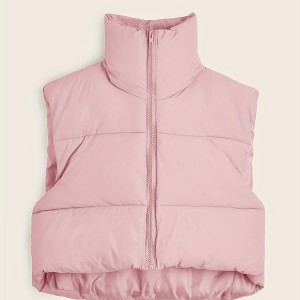 Lightweight Zip Up Vest Coat, Solid Sleeveless Thermal Vest Coat For Fall & Winter, Women's Clothing