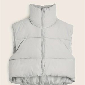 Lightweight Zip Up Vest Coat, Solid Sleeveless Thermal Vest Coat For Fall & Winter, Women's Clothing